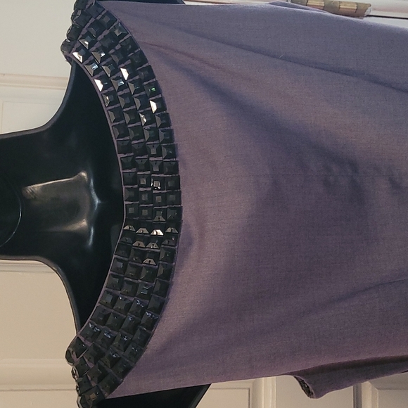 Nice Gray Dress w/Black Rhinestones - Picture 6 of 7